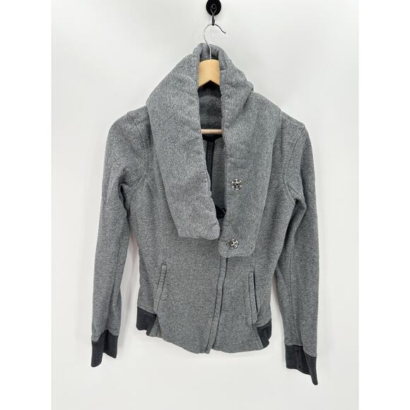 Lululemon Jacket Women 8 Grey Karmacollected Collared Cotton Fleece Super Soft - Picture 1 of 10